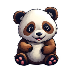 Cute Panda Toddler Illustration on Transparent Background, Ai Generated