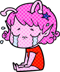 cartoon crying alien girl