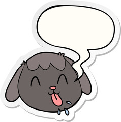 cartoon dog face with speech bubble sticker