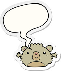 funny cartoon bear with speech bubble sticker