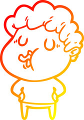 warm gradient line drawing of a cartoon man singing