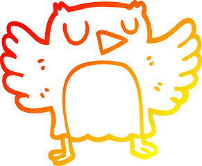 warm gradient line drawing of a cartoon owl