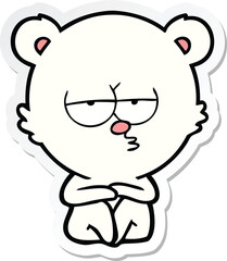 sticker of a bored polar bear sitting cartoon