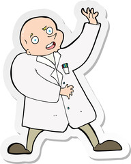 sticker of a cartoon mad scientist
