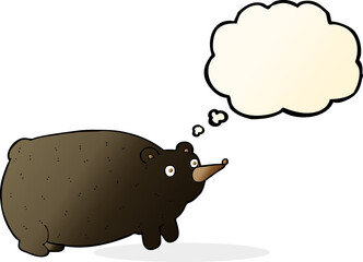 funny cartoon bear with thought bubble