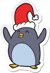 sticker of a happy christmas penguin