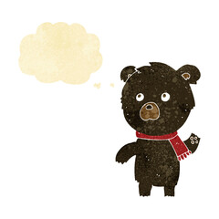 cartoon cute black bear with thought bubble