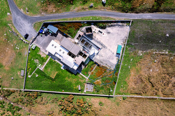 Aerial top down view on a small compact water cleaning facility for a small town or a village....