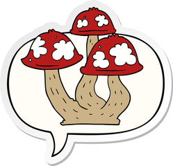 cartoon mushrooms with speech bubble sticker