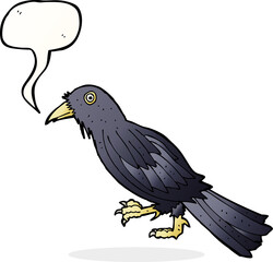 cartoon crow with speech bubble