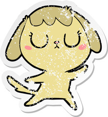 distressed sticker of a cute cartoon dog