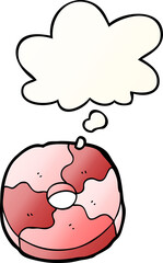 cartoon biscuit with thought bubble in smooth gradient style