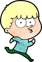Obraz premium cartoon curious boy running