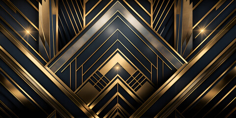 black deco background with a golden arrow on it Generative Ai