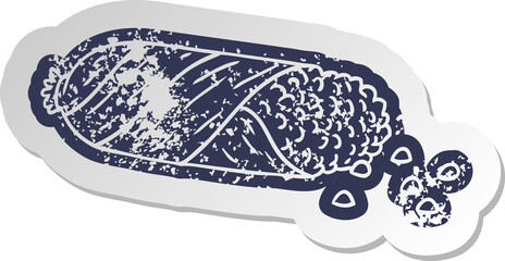 distressed old cartoon sticker of fresh corn on the cob