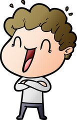 cartoon happy man laughing