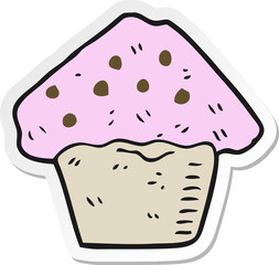 sticker of a cartoon strawberry muffin