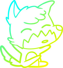 cold gradient line drawing of a cartoon fox