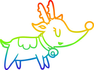 rainbow gradient line drawing of a christmas reindeer