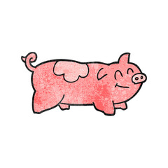 freehand textured cartoon pig