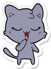 Obraz premium sticker of a happy cartoon cat