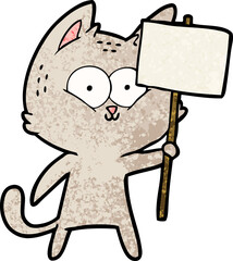 cartoon cat with placard