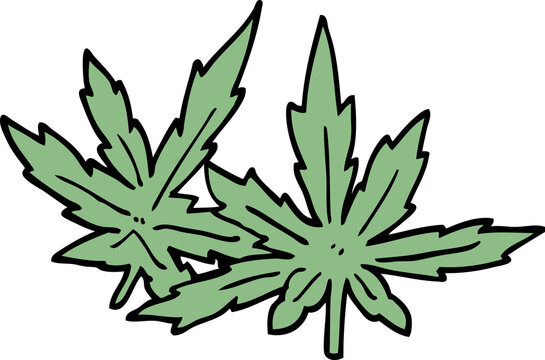 cartoon doodle marijuana leaves