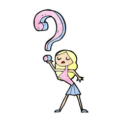 cartoon girl asking a question