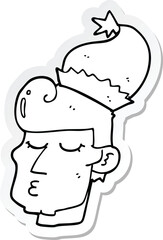 sticker of a cartoon man wearing christmas hat
