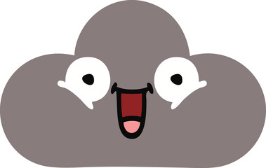 flat color retro cartoon of a storm cloud