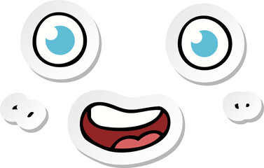 sticker of a cartoon staring face