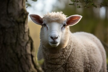 inquisitive young sheep in the season of renewal. Generative AI