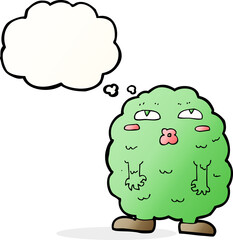 funny cartoon monster with thought bubble