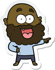 sticker of a cartoon crazy happy man with beard