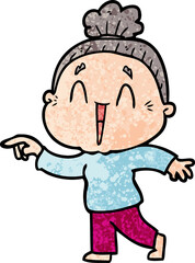 Fototapeta premium cartoon happy old lady