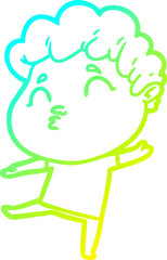 cold gradient line drawing of a cartoon man pouting