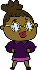 cartoon woman wearing spectacles