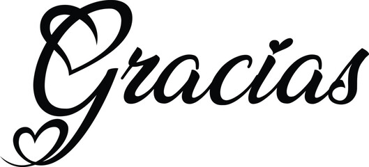 Gracias black text with heart. Gracias black vector sign. 