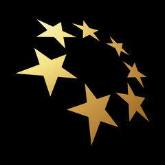 Gold Abstract Icon of Stars in Perspective