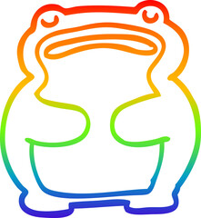 rainbow gradient line drawing of a funny cartoon frog