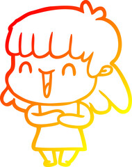 warm gradient line drawing of a cartoon woman