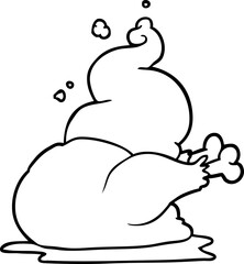 line drawing of a whole cooked chicken