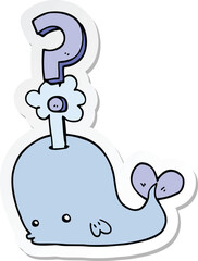 sticker of a cartoon curious whale