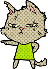 tough cartoon cat girl pointing