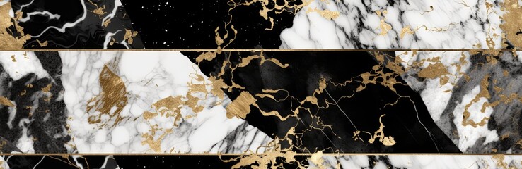  abstract black white and gold marble texture pattern stackable tiles. can be used for background, wallpaper, banner, wall art, design, luxury