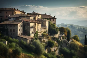 Fotobehang Tuscan houses in Italy. Generative AI © Wilder