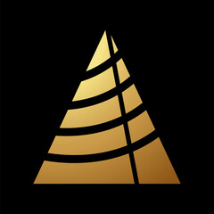 Gold Abstract Metronome Shaped Striped Letter A Icon