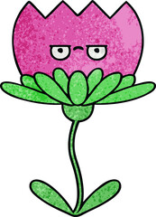 retro grunge texture cartoon of a flower