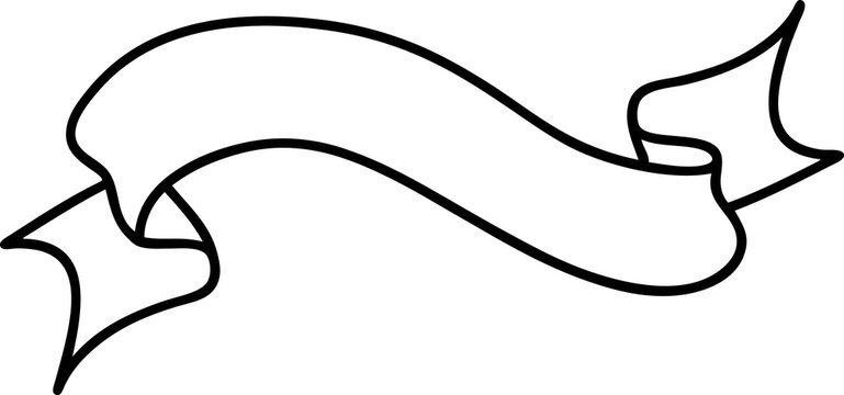 tattoo in black line style of a banner