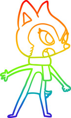 rainbow gradient line drawing of a cartoon chipmunk wearing scarf